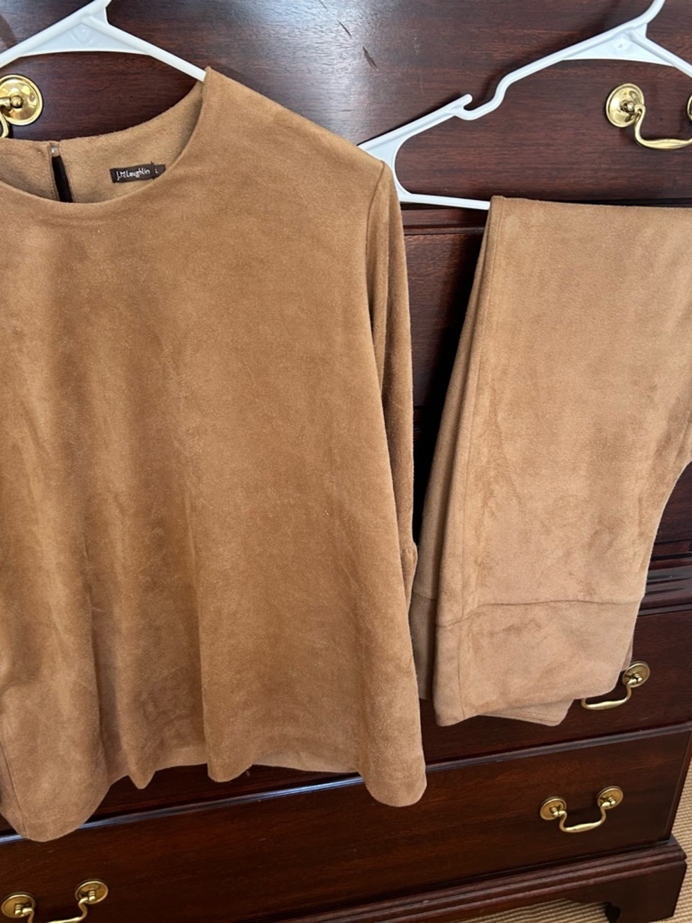 J. McLaughlin Camel Suede-Texture Women's Top